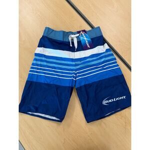 Bud Light Blue Striped Swim Trunks Board Shorts Men’s M